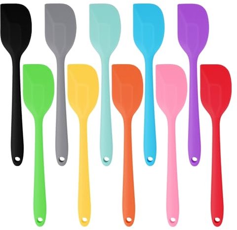 10 Pieces Silicone Spatula, 500°F Heat Resistant Non Stick Rubber Spatulas 8.3 Inch Mini Spatula Small Silicone Spatula with Stainless Steel Core for Cooking Baking and Stirring (10 Colors)