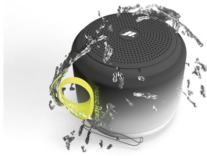 Music Hero speaker cassa wireless, 3 Watt, water resistant IPX4, con laccetto, microfono, tasti multifunzione, bianco e nero
