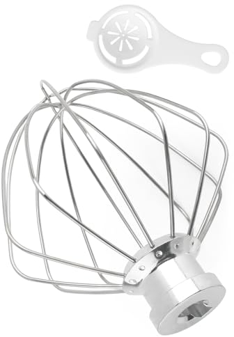 for KitchenAid K45WW 6 Wire Whip Wisk Attachment Replacement 4.5/5 Quart Tilt-Head Stand Mixers Stainless Steel Whisk Compatible with KitchenAid 4.5 QT and 5 QT Wisk Mixer Accessories