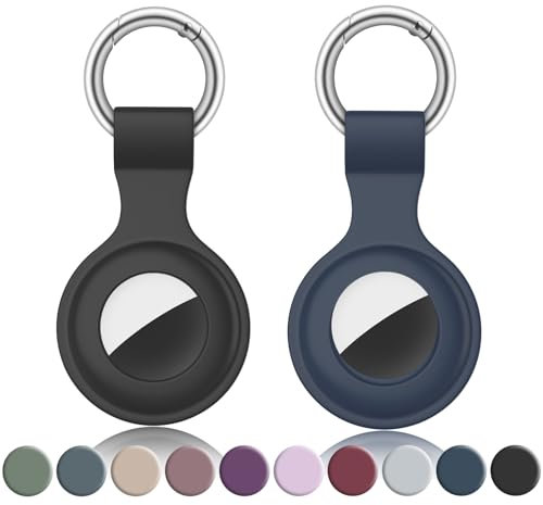 Custodia per AirTag con Portachiavi, 2 Pezzi Custodia Porta Airtag Apple Cover, Impermeabile Copertura Protettiva per Chiavi, Borse, Bagagli, Collari per Animali Domestici