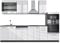 Vicco Küchenzeile Fame-Line, Weiß Hochglanz/Anthrazit, 300 cm mit Hochschrank, AP Marmor