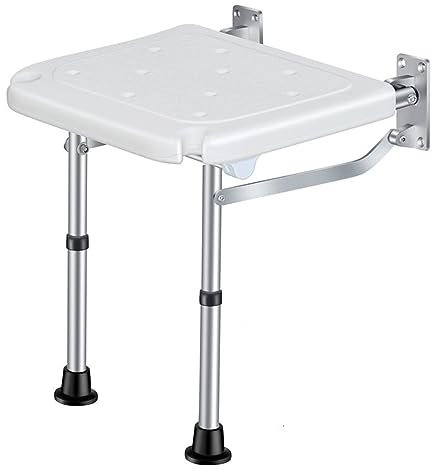 VISLONE Sedile doccia pieghevole a parete,Sgabello doccia regolabile in altezza,Sedile doccia pieghevole capacità di carico 440LB,adatto per anziani,persone disabili,donne incinte