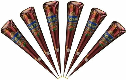 Grüne Feder Kaveri Mehndi Zapfen Dunkelbraun Mehndi All Natural Body Art Bio Temporäres Tattoo Kaveri 6er Pack