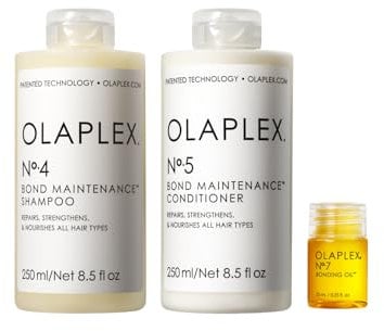 Olaplex Wash and Shine Hair Kit: No. 4, 5, 7, Shampoo- und Conditioner-Set zum Reinigen, Hydratisieren und Kontrollieren von Frizz bis zu 72 Stunden, Bonding Oil für Glanz und Schutz, für alle Haart