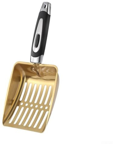 UrbanHui Metal Fireplace Ash Sifter Shovel With Hollow Out Head For Efficient Ash Removal And Fire Maintenance(Gold)