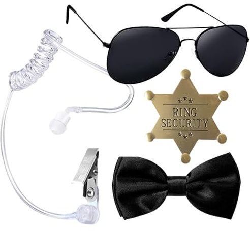 Embhlitfe 4 Pcs Ring Security Hochzeit Sicherheitsset,Hochzeitssonnenbrille Ringträger Antrag Ringträger Geschenke,Ring Sicherheitsabzeichen für Kinder Hochzeits Requisiten