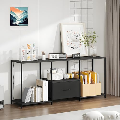AffinityFurn LED Light Entertainment Center TV Stand, Modern Media Console with Cabinet for TVs Up to 55, TV Furniture for Living Room, Black