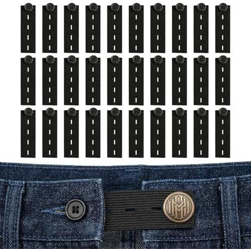 xinyids 30 stycken byxförlängning, elastisk byxknappsförlängning, knappförlängning för byxor, byxförlängning passar de flesta typer av kläder, jeans, kjolar, byxor, unisex