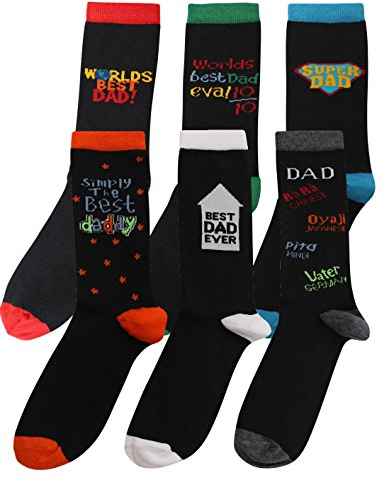 Pack of 6 Mens BEST DAD Designer Cotton Rich Socks Shoe Size 6-11