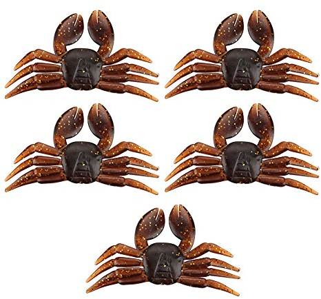 Alomejor 5Pezzi Esche da Pesca in PVC Morbido Esche di Granchio Artificiali per Pesca Realistici Granchi Ganci Attrezzatura da Pesca(Marrone)