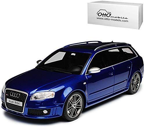 A-U-D-I A4 B7 RS4 Avant Kombi Sepang Blau 2004-2008 Nr 785 1/18 Otto Modell Auto mit individiuellem Wunschkennzeichen