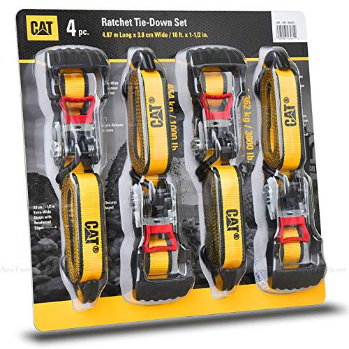 CAT Sangles d'arrimage à cliquet robustes, 1.5 x 16ft, 1362kg (paquet de 4)