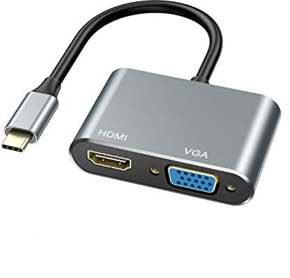 ABLEWE Adapter Vga Auf USB C mit 4K HDMI,1080P hdmi vga Adapter, 2-in-1 USB Type C Hub,Thunderbolt 3 auf HDMI+VGA Adapter für MacBook/Pro/Air,Chromebook Pixel,LenovoYoga,Dell XPS 13, Galaxy Monitor