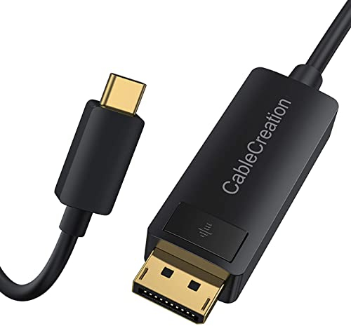 Cable USB C a DisplayPort de 6 pies (8Ka 60 Hz, 4K a 60 Hz/144 Hz, 2K a 165 Hz), CableCreation Type-C (Thunderbolt 3) a DP 1.4 adaptador de 32,4 Gbps, compatible con MacBook Pro/Air y otros.
