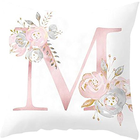 HshDUti Alphabet Kissenbezüge, Samt Zierkissenbezug, ohne Füllung-kissenhülle Dekorative Buchstabe Kissenbezug mit Verstecktem Reißverschluss für Sofa, Couch, Zimmer, DIY Name, 45 x 45 cm M