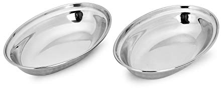 Zap Impex - Juego de 2 platos de acero martillado, bandejas para servir con forma ovalada