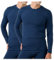 LAPASA Haut Thermique Homme Maillot de Corps à Manches Longues sous-Vêtements Chauds Automne/Hiver M09 Bleu Chiné (2 Hauts) L