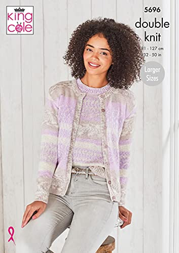 King Cole 5696 Knitting Pattern Womens Cardigan and Sweater in Fjord DK