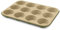 Guardini, Stampo 12 muffins 27x35 cm, Acciaio con rivestimento antiaderente a base di Cera di Carnauba, Colore verde/beige, Made in Italy, Linea B-Nat