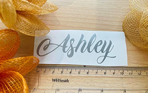 Personalised Name Sticker Vinyl Decal Water Bottle Wine Glass Lunch Box Hen Do (Silver)