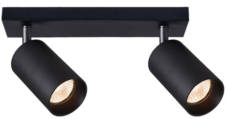 EDO Deckenstrahler GU10 MALGA, 2 Flammig, Deckenlampe Schwarz, Drehbar Spotbalken, Deckenleuchte Schwenkbar, Wandlampe Innen, Wandstrahler, Spot, Downlight, Lampe für Schlafzimmer, Küche, Wohnzimmer