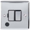13A DP Switched Fuse Spur & Flex Outlet -CHROME & Black Trim- 240V Mains Isolation - Decorative Kitchen/Interior Wall Face Plate – Oven/Cooker/Hob Appliance On/Off Switch