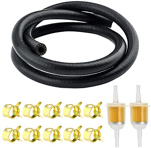 Benzinschlauch 2M 8 mm Dieselschlauch Kraftstoffschlauch Kraftstoffleitung mit Schlauchschellen und Benzinfilter für PKW Auto Motorrad Rasenmäher Roller Diesel