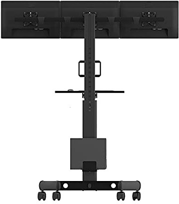 Monitor Stand TRIPLE MONITOR Carrello mobile Piano Piano Monitor Supporto con tastiera e supporto host Supporto per monitor regolabile, ciascun braccio contiene fino a 22 libbre Montare gli accessori