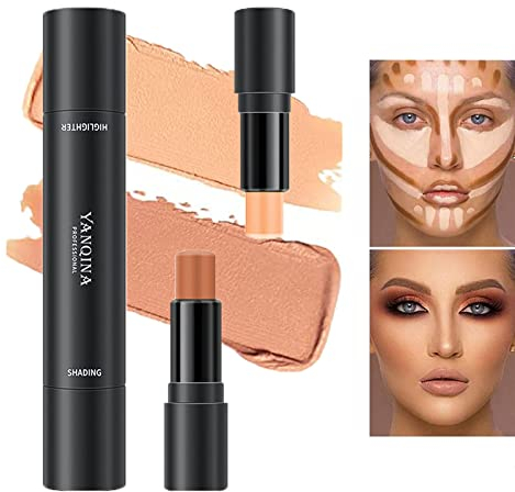 Highlighter und Contour Stick,Concealer Contouring Highlighter in Einem,Tattoo Concealer,2 Colour Make up Concealer contouring Stift für Gesicht und Hals(Natürlich)