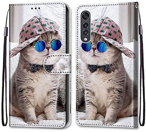 Mo-Somnus Kompatibel mit LG Velvet Hülle, Leder Handyhülle mit Kartenfach Geld Slot Ständer PU Ledertasche TPU Bumper Wallet Flip Brieftasche Magnetische Schutzhülle Case Etui (Katzen 4)
