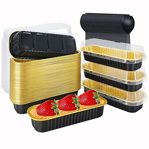 LNYZQUS Mini Loaf Pans with Lids 50 Pack, 6.8oz Small Cake Tins