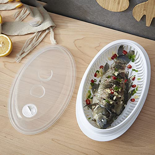Cuiseur vapeur pour poissons, 1 cuiseur vapeur à micro-ondes avec couvercle, récipient en plastique pour micro-ondes, solution de préparation saine, outil de cuisine, accessoires d'artisanat