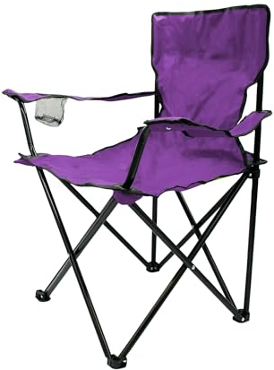 Spetebo Camping Klappstuhl mit Getränkehalter - lila - Campingstuhl klappbar mit Tragetasche - Stuhl faltbar für Festival Freizeit Garten Angler Sessel Belastbarkeit bis 100 kg