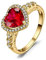 JewelryPalace Verlobungsring Eheringe Promise Verlobung Ring Silber 925 Damen, Edelstein Synthetisch Rubin Ringe, Herz Liebe Silberringe Antragsring Entouragering Ringe, Damen Schmuck Vergoldet 55