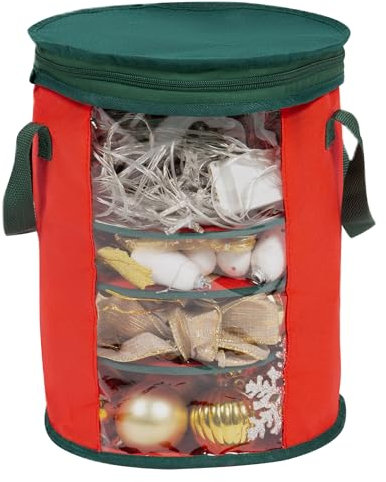 ASAB Christmas Lights Storage Holder Xmas Tree Lights Storage 800 Fairy Lights Christmas Lights Storage Bag with Double Zipper Sturdy Carry Handles 4 Sections Collapsible Xmas Ornaments Organiser Bag