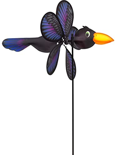 HQ Design Windspiration - Spin Critter, UV-beständige und wetterfeste Windspiel Deko für Garten, Terrasse und Balkon - Windrad inkl. Standstab (Raven)