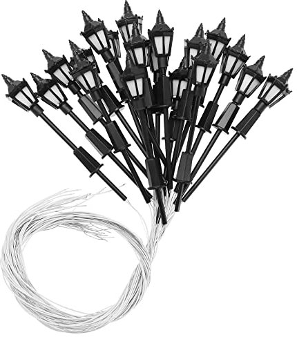 Be In Your Mind 20 Stück Miniatur-Straßenlicht-Modell OO HO, Maßstab 1:100, 3 V, Weglaternenpfosten für Modellbauzubehör, 7 cm Höhe