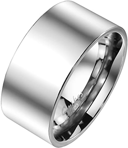 Mianova Herren Band Ring Edelstahl Bandring Herrenring Partnerring Biker Rocker Extra Breit hochglanz poliert Daumenring Silber Größe 69 (22.0)
