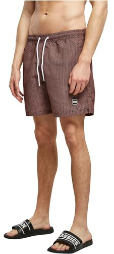 Urban Classics Herren Swim Shorts – Schnelltrocknende Badehose mit Innenslip und Taschen für Strand Pool Urlaub und sportliche Aktivitäten,Navygeometric,S