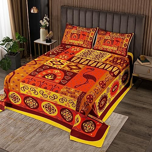 African American Tribal Tagesdecke Set S Größe,Vintage Afrika Exotische Muster Tröster Set Frauen Kinder Teens Mädchen Zimmer Dekor,ägyptische Stil Bettwäsche Set Braun Gold Rot Quilt Set
