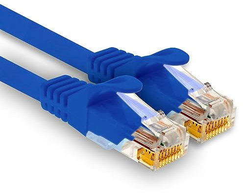 1aTTack.de - 1 câble réseau Cat7 de 20 m, Ethernet Cat.7, câble de raccordement Lan et Cat 7 pour une vitesse Internet maximale et connecte tous les appareils avec une prise RJ 45 bleue