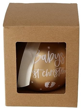 Miss Lovely Boule de Noël Décoration de Noël Mon 1er Noël Bébé Fille & Garçon Décoration de Noël Pendentif Sapin Arbre de Noël Boule en verre Décoration de Noël 2 variantes 1 pièce Doré