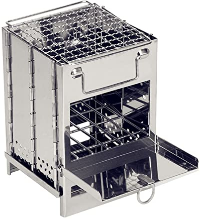 Tidyard Poêle à bois pliable en acier inoxydable - Mini barbecue au charbon de bois avec sac de transport - Réchaud de camping pliable pour randonnée, pique-nique, barbecue, cuisine