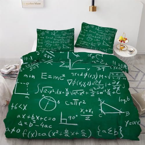ROUSKI Bettwäsche Mathe Themen 135x200 cm 2teilig 100% Mikrofaser Kinderbettwäsche Geometrie Wendebettwäsche mit Reißverschluss 3D Motiv Zimmer Dekor Bettwäsche-Sets mit Kissenbezüge 80x80