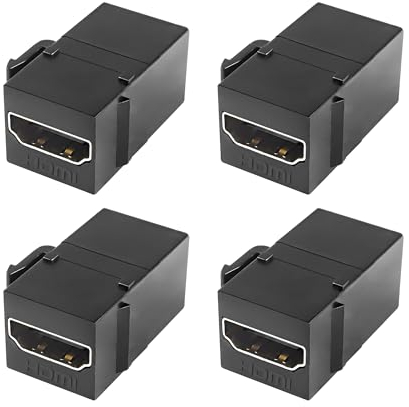 XMSJSIY HDMI Keystone Koppler Weiblich zu Weiblich Wandsteckbuchse Adapter High-Speed 4K Einsatz für Standard Keystone Wandplatten Mount - 4PCS (Black)