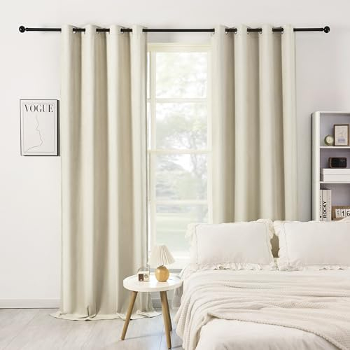 WOLTU Samtvorhang Gardinen mit Ösen Vorhang Blickdicht Verdunklungsvorhänge Samt Thermovorhang Kälteschutz, Velvet Samt Curtains für Deko Schlafzimmer Wohnzimmer, 135x260 cm Beige (1 Stück)