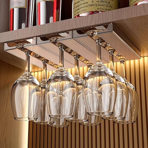 Vaisoeny Lot de 4 porte-verres à vin translucides - Support verre a pied suspendu - Support pour verres à pied - Pour cuisine et bar (Marron)