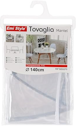 A2ZWORLD Transparente Tischdecke, rund, aus PVC, kunststoffbeschichtet, schützend, wasserdicht, leicht zu reinigen, Durchmesser 140 cm, AB322270