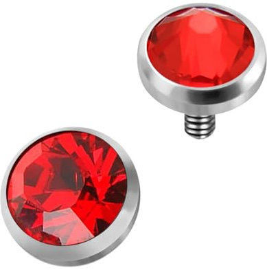 AZARIO LONDON Runder Kristallstein mit 316L Chirurgenstahl, Innengewinde, Mikro-Dermal-Anker-Piercing, Schmuck, 3mm Top Dermal, Kristall-Edelstein, Kristall