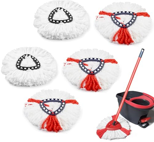 FINEVERNEK 5 Teste di Mop in Microfibra Ricaricabili Compatibili con Vileda Turbo 3 in 1 Teste di Ricambio ad Alto Assorbimento per Mocio Design EasyWring & Clean Resistente e Lavabile in Lavatrice